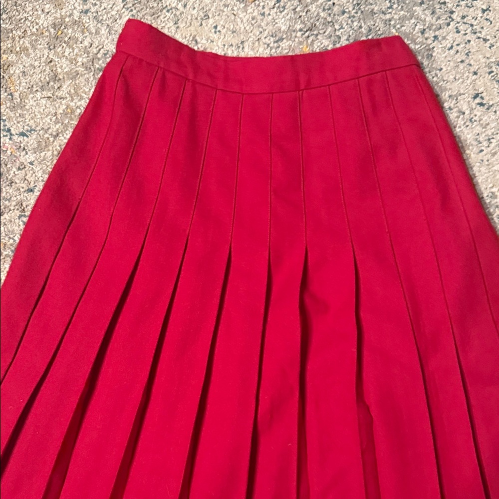 Talbots Classic Pleated Wool Red A-Line Skirt 4 - Picture 2 of 7